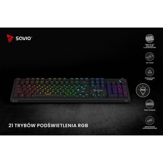 Klawiatura mechaniczna STYX Outemu Red, Hot Swap, RGB