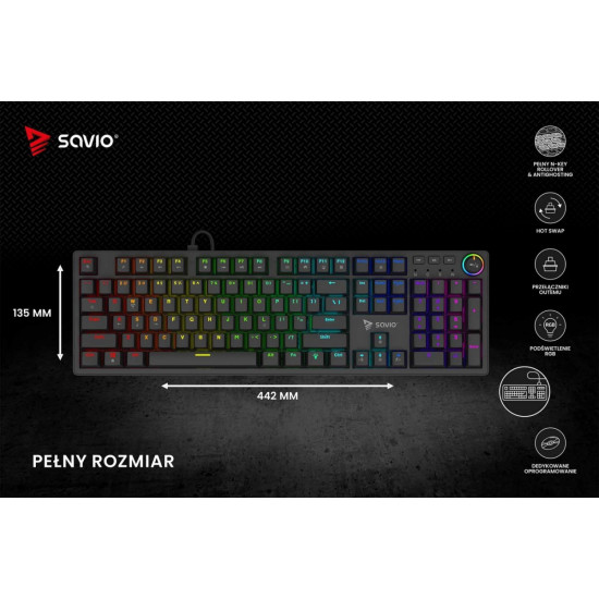 Klawiatura mechaniczna STYX Outemu Red, Hot Swap, RGB