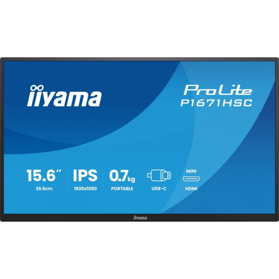 Monitor 15.6 cala P1671HSC-B1 IPS,FHD,miniHDMI,2xUSBC,250cd,8ms,2x1W, 0,7kg