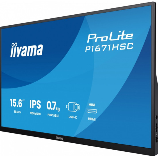 Monitor 15.6 cala P1671HSC-B1 IPS,FHD,miniHDMI,2xUSBC,250cd,8ms,2x1W, 0,7kg