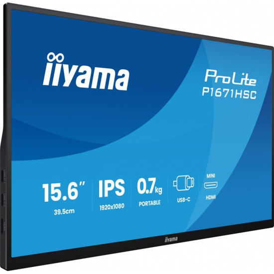 Monitor 15.6 cala P1671HSC-B1 IPS,FHD,miniHDMI,2xUSBC,250cd,8ms,2x1W, 0,7kg