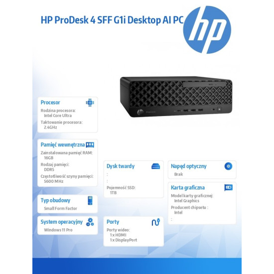 Komputer ProDesk 4 SSF G1i U7-265 1TB/16GB/W11P 9H7U7ET