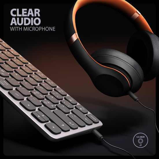 Klawiatura HMC-KB-NRD USB-C 5Gbps z wieloportowy hub 9in1, SD/microSD, 3x USB-A, HDMI 4K/60Hz, PD 100W, Audio, Nordic layout, 60cm USB-C kabel