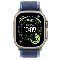 Watch Ultra 3 GPS + Cellular, koperta 49 mm z tytanu w kolorze naturalnym, opaska Trail w kolorze niebieskim/jaskrawoniebieskim - rozmiar S/M