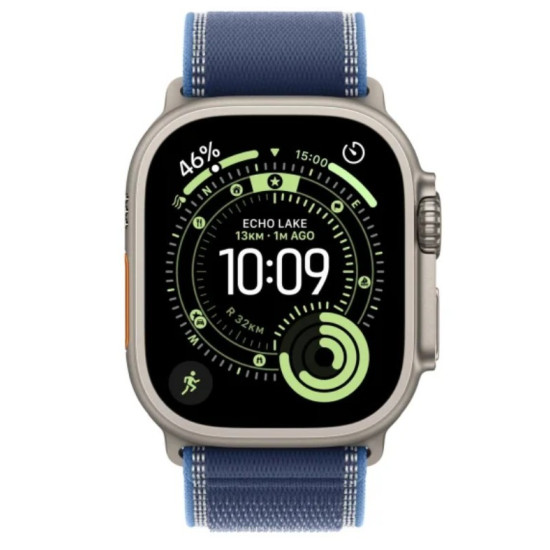 Watch Ultra 3 GPS + Cellular, koperta 49 mm z tytanu w kolorze naturalnym, opaska Trail w kolorze niebieskim/jaskrawoniebieskim - rozmiar S/M