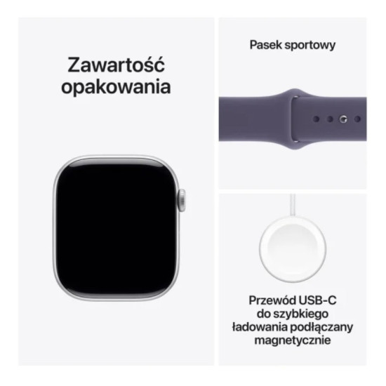 Watch Series 11 GPS+Cellular koperta 42 mm z aluminium w kolorze srebrnym, pasek sportowy w kolorze mlecznego fioletu - rozmiar M/L