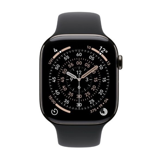 Watch Series 11 GPS + Cellular, koperta 42 mm z tytanu w kolorze łupku, pasek sportowy w kolorze czarnym - rozmiar S/M