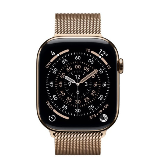 Watch Series 11 GPS + Cellular, koperta 42 mm z tytanu w kolorze złotym, bransoleta mediolańska w kolorze złotym