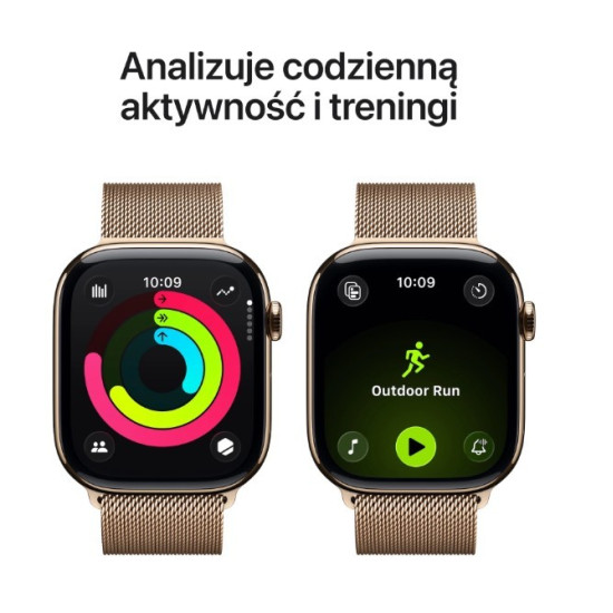 Watch Series 11 GPS + Cellular, koperta 42 mm z tytanu w kolorze złotym, bransoleta mediolańska w kolorze złotym