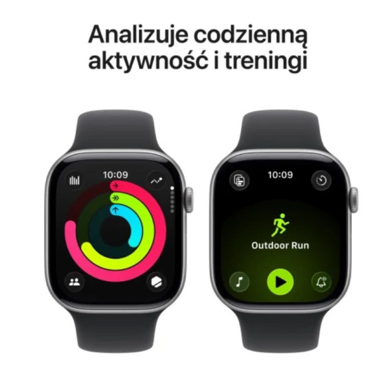 Watch Series 11 GPS+Cellular koperta 46 mm z aluminium w kolorze gwiezdnej szarości, pasek sportowy w kolorze czarnym - rozmiar S/M