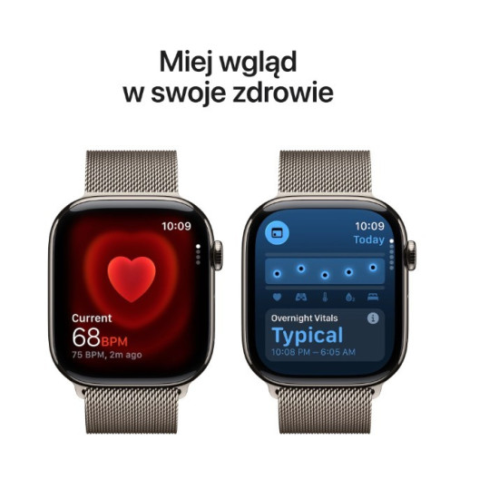Watch Series 11 GPS + Cellular koperta 46 mm z tytanu w kolorze naturalnym, bransoleta mediolańska w kolorze naturalnym - rozmiar M/L
