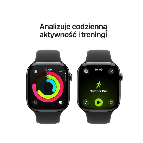 Watch Series 11 GPS + Cellular, koperta 46 mm z tytanu w kolorze łupku, pasek sportowy w kolorze czarnym - rozmiar S/M