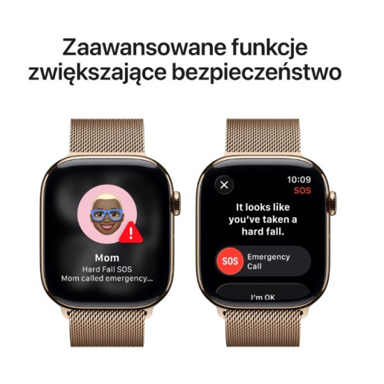 Watch Series 11 GPS + Cellular, koperta 46 mm z tytanu w kolorze złotym, bransoleta mediolańska w kolorze złotym S/M