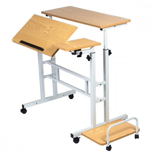 Mobilne biurko regulowane MC-124 W regulacja wysokości 67-115cm, max 50kg, blat 80x60 cm 