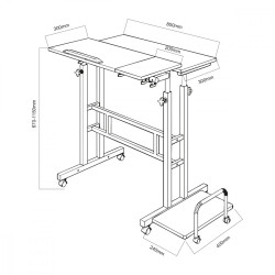 Mobilne biurko regulowane MC-124 B max 50kg, regulacja wysokości 67-115 cm, blat 80x60 cm 