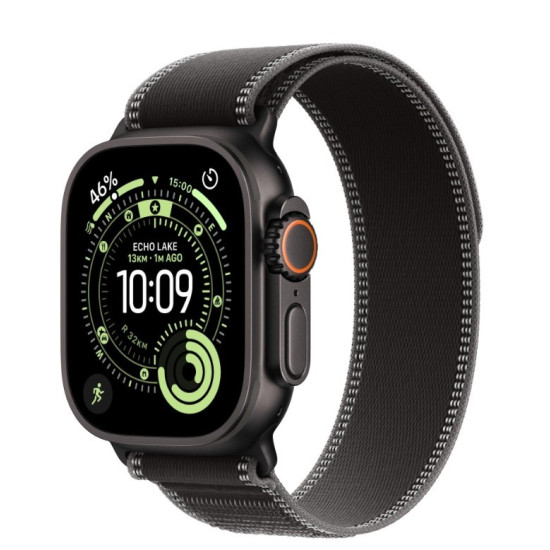 Watch Ultra 3 GPS + Cellular koperta 49 mm z tytanu w kolorze czarnym, opaska Trail w kolorze czarnym/węgla drzewnego - rozmiar M/L