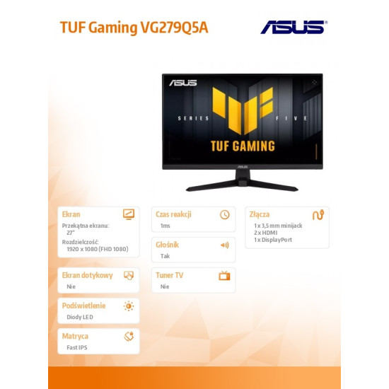 Monitor 27 cali VG279Q5A TUF5 200Hz 0.3MS 2HDMI DP 