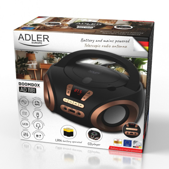 Radio Boombox CD MP3 AD1181 czarno-miedziany