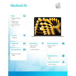 MacBookAir 13 cali /8C GPU/16GB/ 256GB Złoty 