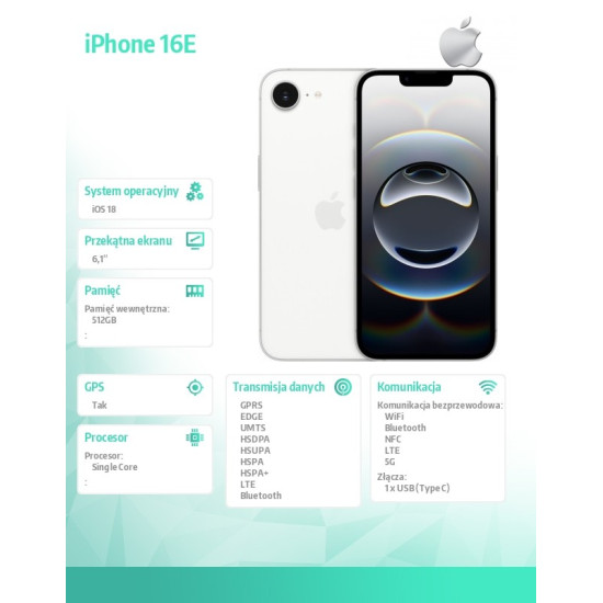 iPhone 16E 512GB biały