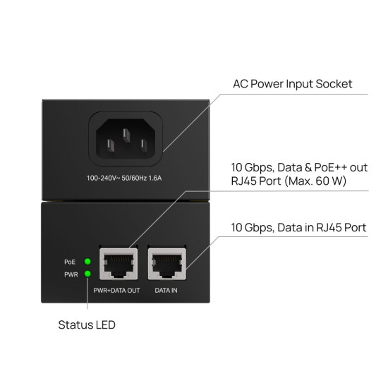 Injector POE370S PoE++ 10G 
