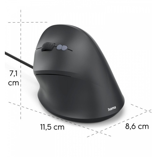 Mysz ergonomiczna przewodowa ECM-500 dla leworęcznych 
