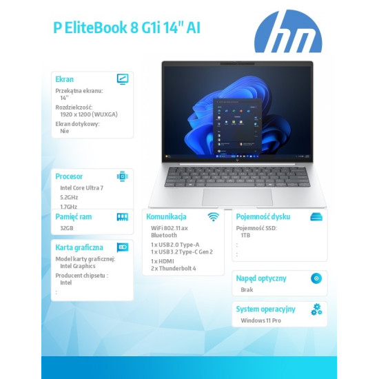 Notebook EliteBook 8 G1i U7-255U 1TB/32/W11P/14   C51GCET 