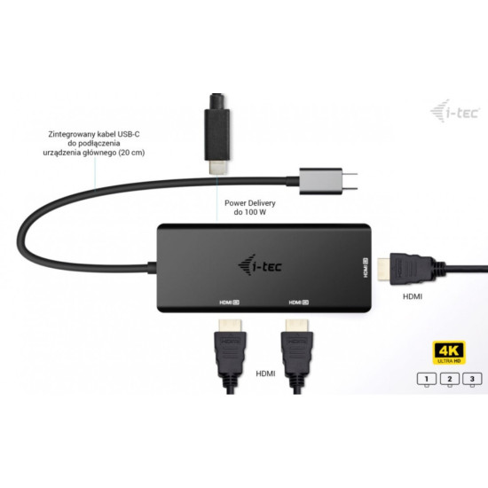 Stacja dokująca USB-C Triple 4K HDMI Video Adapter Power Delivery 100W 
