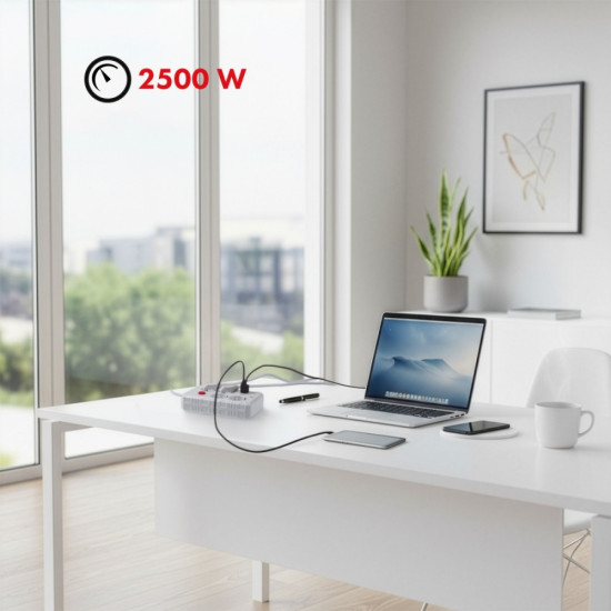 Listwa zasilająca MCE393 W 4 gniazdka, 3xUSB, 110-240V AC 50/60Hz. 2.1A max 2500W, 3m biała