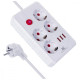 Listwa zasilająca MCE393 W 4 gniazdka, 3xUSB, 110-240V AC 50/60Hz. 2.1A max 2500W, 3m biała
