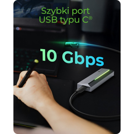 Obudowa dysku IB-1826MCL-CU31 M.2 NVMe i SATA obudowa, RGB lighting, USB 3.2 Gen 2, 10 Gbps 