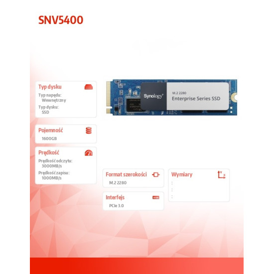 Dysk SDD M2 NVMe PCIe 3.0 x4 1600GB SNV5420-1600G 