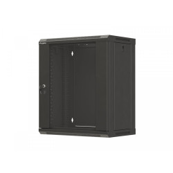 Szafa instalacyjna rack wisząca 19 cali 12U 540x350 czarna drzwi przeszklone (flat pack)
