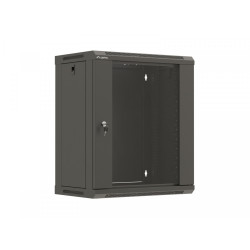 Szafa instalacyjna rack wisząca 19 cali 12U 540x350 czarna drzwi przeszklone (flat pack)