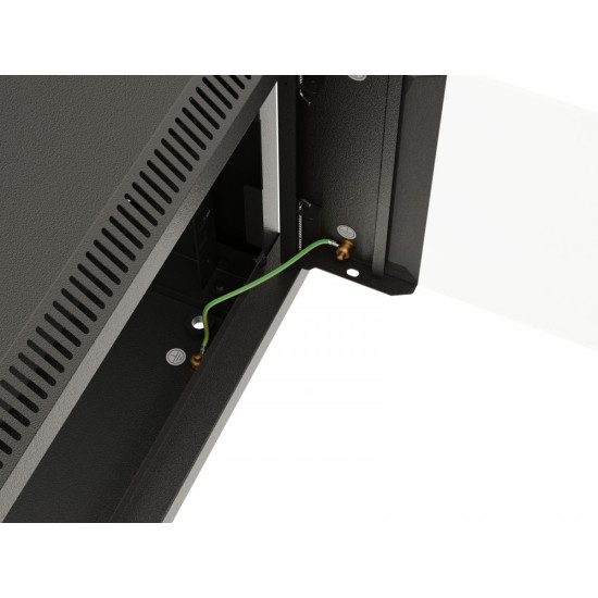 Szafa instalacyjna rack wisząca 19 cali 12U 540x350 czarna drzwi przeszklone (flat pack)