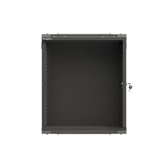 Szafa instalacyjna rack wisząca 19 cali 12U 540x350 czarna drzwi przeszklone (flat pack)