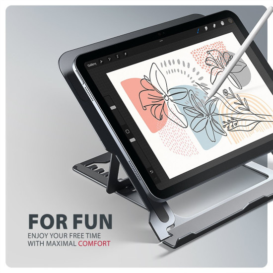 STND-LAG Podstawa do laptopów aluminiowa 10-17,3 cala 8 regulowanych pozycji, Szara