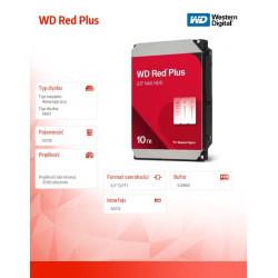 Dysk HDD Red Plus 10TB 3,5' 512MB/7200RPM WD100EFGX 
