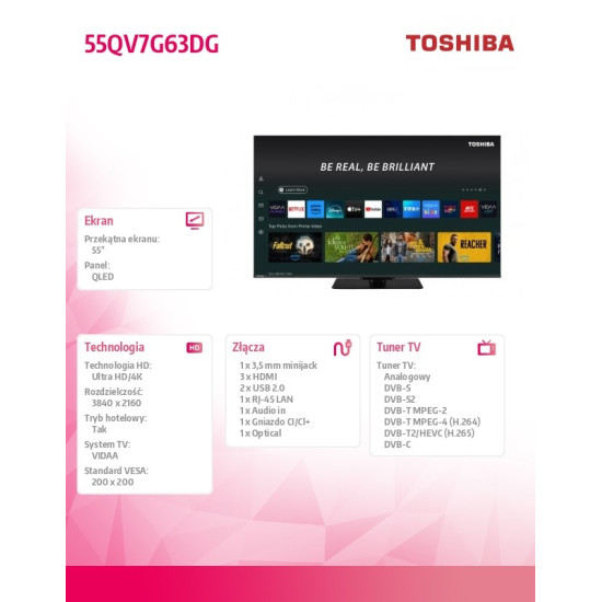 Telewizor QLED 55 cali 55QV7G63DG