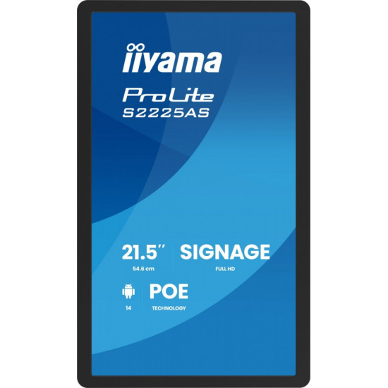 Monitor 21.5 cala ProLite S2225AS-B1 IPS,FHD,A14,24/7,RJ45,500cd2, USB-C,2x5W,iiSignage, WI-FI