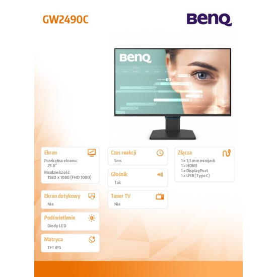 Monitor 23.8 cala GW2490C LED 5ms/IPS/HDMI/USB/144Hz