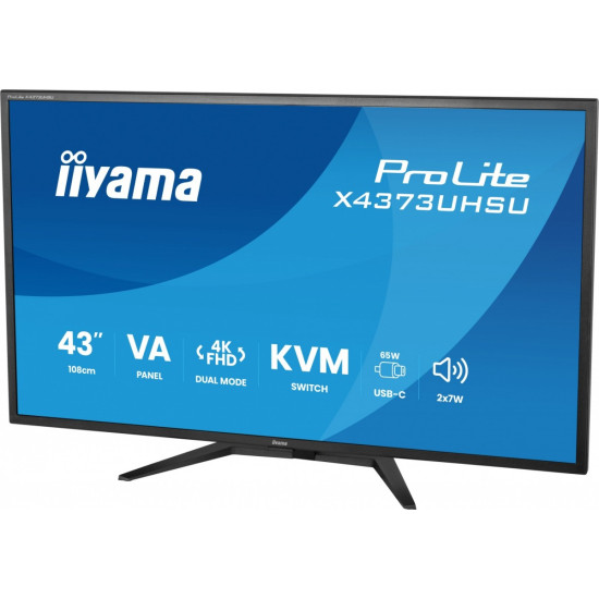 Monitor 43 cale X4373UHSU-B2 4K,VA,2xHDMI,DP,USBCdock (PD95W), 4000:1, USB HUB x4 (2x Type-A, 2x Type-C), KVM, 2 x 7W,450 cd/m2 