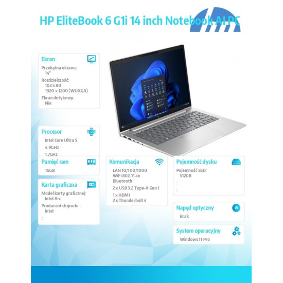 Notebook EliteBook 6i U5-225H 512GB/16GB/W11P/14.0   C51N6ET