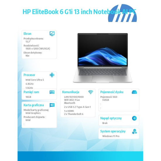 Notebook EliteBook 6 G1i U5-225U 512GB/16GB/W11P/13.3 C51GXET