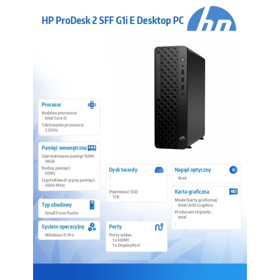 Komputer ProDesk 2 SFF G1i i5-14400 1TB/16GB/W11P B6ZC7ET