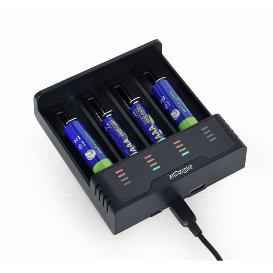 Ładowarka akumulatorów USB Ni-MH + Li-ion, czarna
