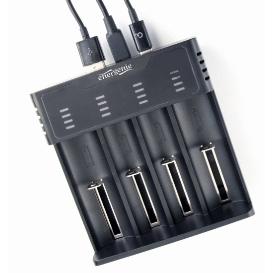 Ładowarka akumulatorów USB Ni-MH + Li-ion, czarna