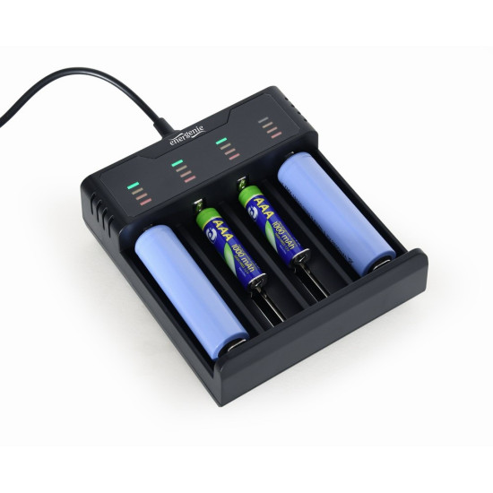 Ładowarka akumulatorów USB Ni-MH + Li-ion, czarna