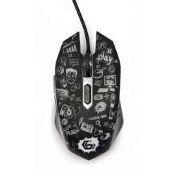 Mysz optyczna LED, 6-przyciskowa, USB, czarna 