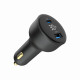 Szybka ładowarka samochodowa 2xUSB-A+C, Type-C (PD), LCD, 30W, czarna